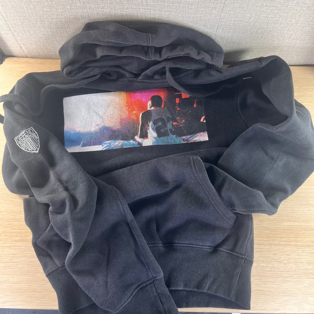 Defend Brooklyn Black Graphic Hoodie Size Small Streetwear Pullover NYC